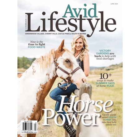 Avid Lifestyle magazine cover. Devon Combs sitting on fence next to horse.