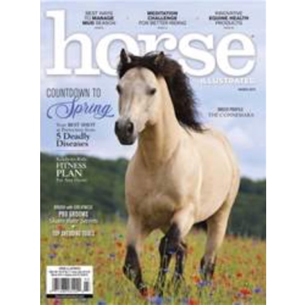 Horse Illustrated magazine cover of horse galloping in a meadow.